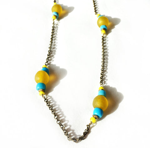 Vintage sunshine - african beads with brass