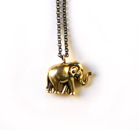 Lucky Elephant Necklace ~ Brass