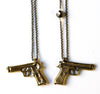 Pistol Necklace ~ Distressed Brass